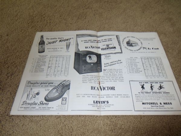 1948 Philadelphia Warriors basketball program vs. NY Knicks BAA + Phil. Eagles