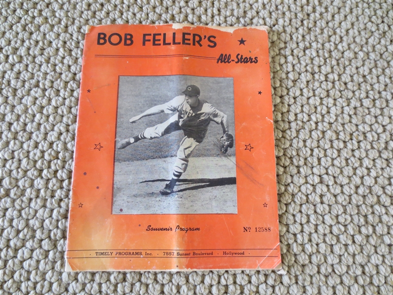 1946 Bob Feller's All Stars vs. Satchel Paige All Stars  Negro League program  RARE!