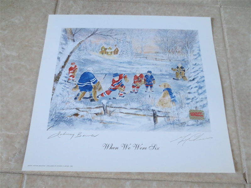 Autographed Johnny Bower & Gerry Cheevers Lithograph  When We Were Six Maple Leafs Bruins 