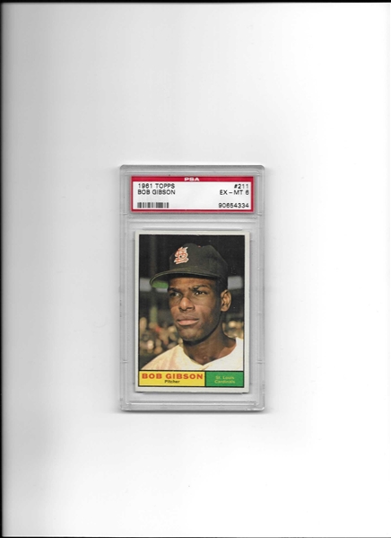 1961 Topps Baseball Bob Gibson PSA 6 Ex-mt No Qualifiers #211 SMR $25