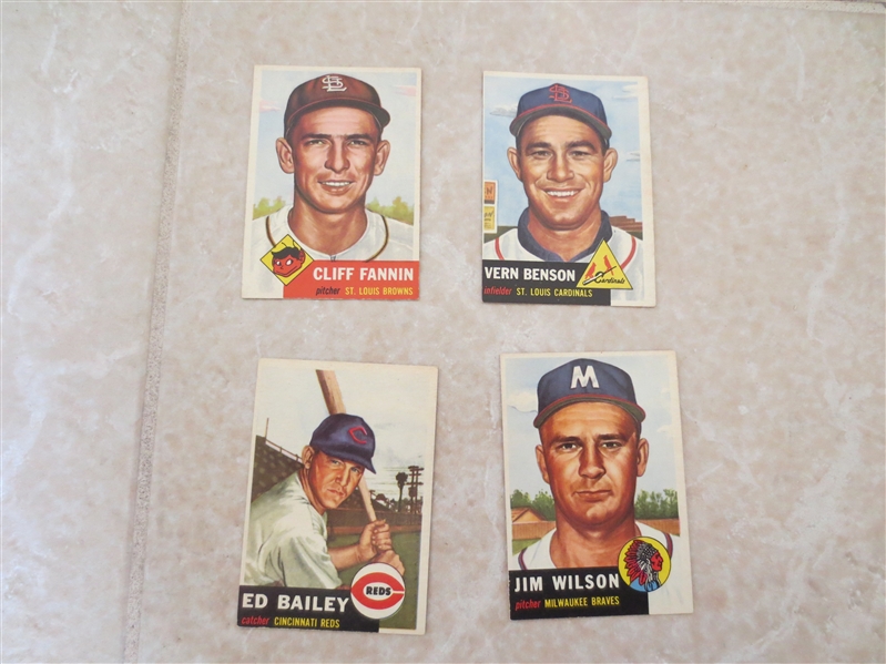 (12) different 1953 Topps Baseball Cards including Fannin, Benson, Bailey, Wilson +