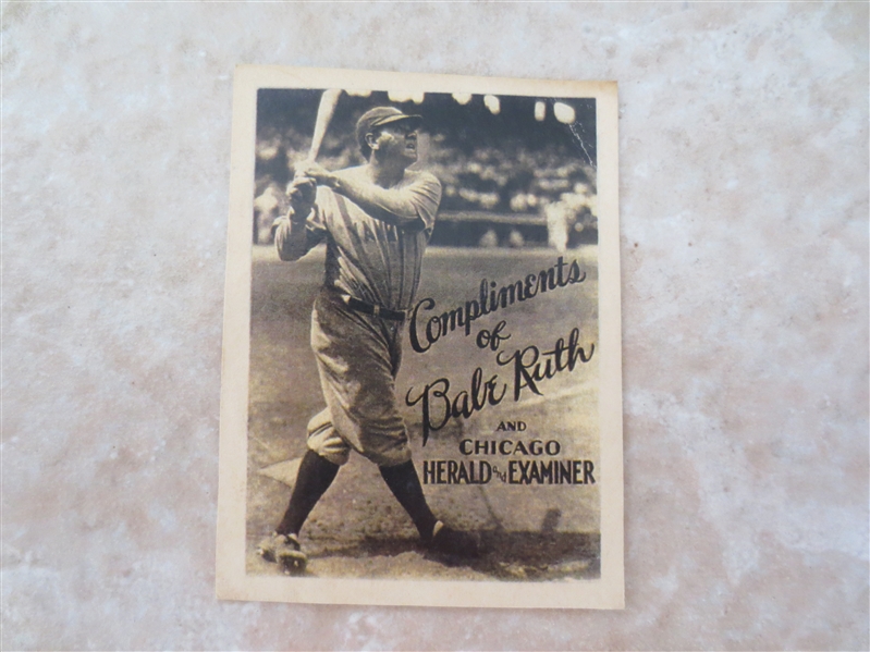 1930 Babe Ruth Chicago Herald & Examiner Card Premium 2.5 x 2