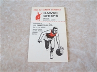 1961-62 Hawaii Chiefs ABL Basketball Pocket Schedule  VERY RARE
