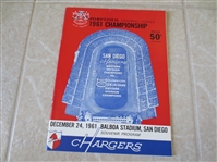 1961 AFL Championship Program Houston Oilers vs. San Diego Chargers 