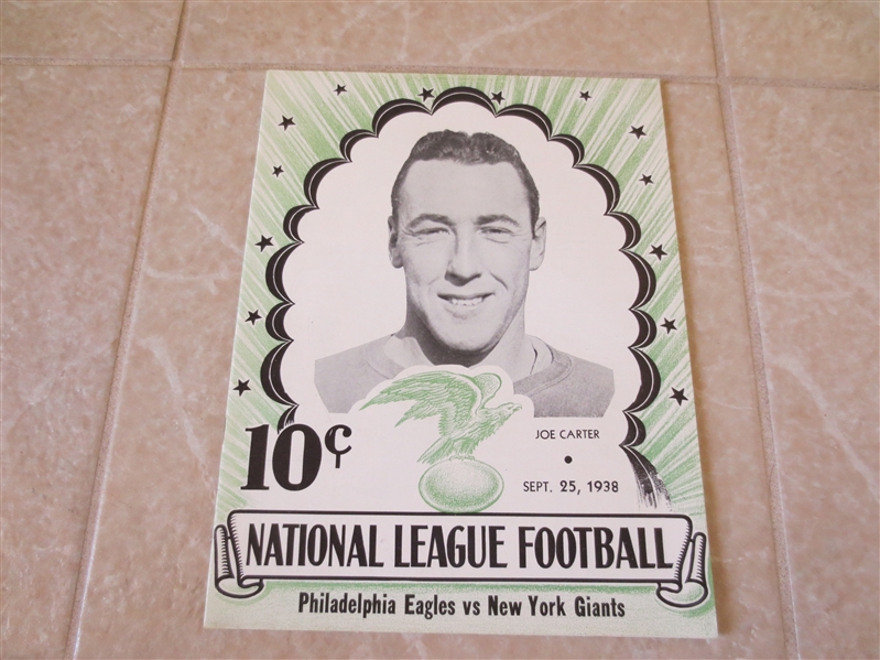 1938 Philadelphia Eagles home football program vs. New York Giants  Near mint!