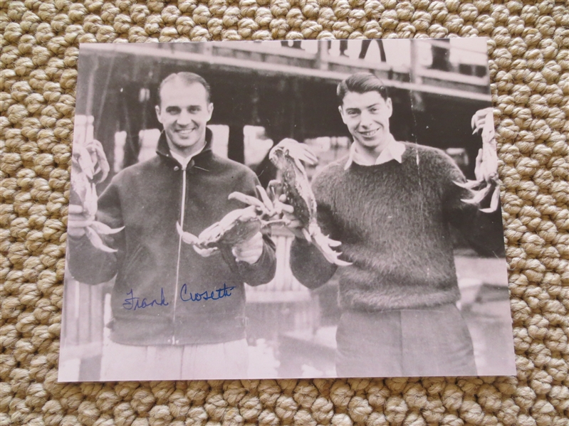 Frank Crosetti Autographed 8x10 Photo with Joe DiMaggio and Crabs caught Yankees