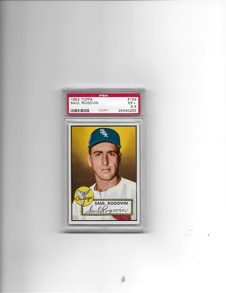 1952 Topps Saul Rogovin baseball card #159 PSA 5.5 ex+ No qualifiers  SMR=$34