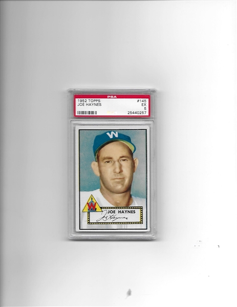 1952 Topps Joe Haynes baseball card #145 PSA 5 ex No qualifiers  SMR=$28