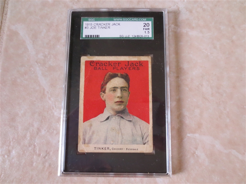 1915 Joe Tinker Cracker Jack #3 baseball card E145  SGC 20
