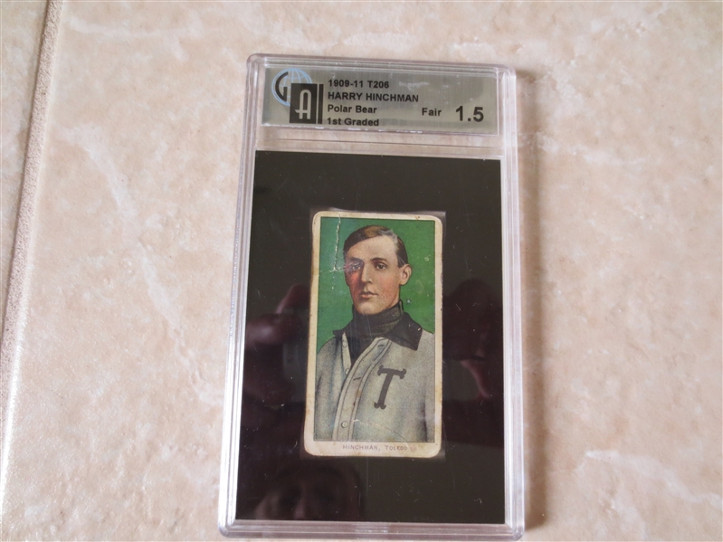 1909-11 T206 Hinchman Toledo baseball card Polar Bear back GAI 1.5 Factory #6