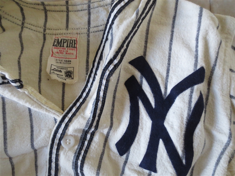 1960's New York Yankees Little League Flannel jersey & pants + Wilson Little League Uniform
