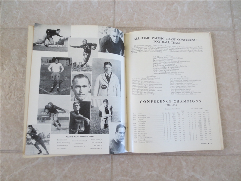 1959 Pacific Coast Conference Records Book 1916-1959 for All Sports BB, FB, Bskt, Track, Swim, etc.