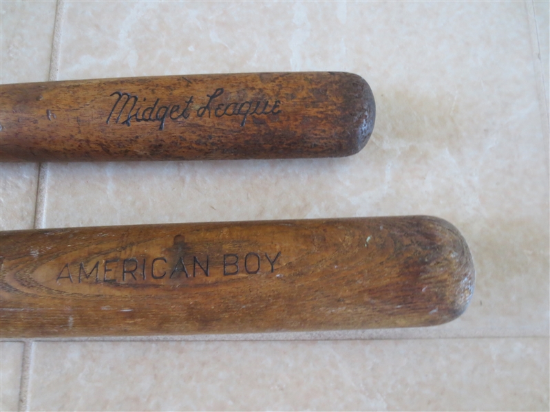 (2) Vintage Childrens Bats by Wilson American Boy, Midget League by Trio