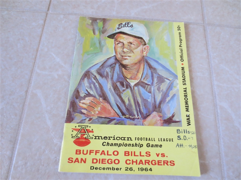 1964 AFL Championship Program Buffalo Bills vs. San Diego Chargers