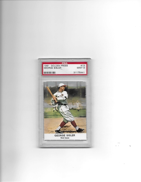 1961 George Sisler Golden Press baseball card #13 PSA 9 Mint No Qualifiers SMR=$50