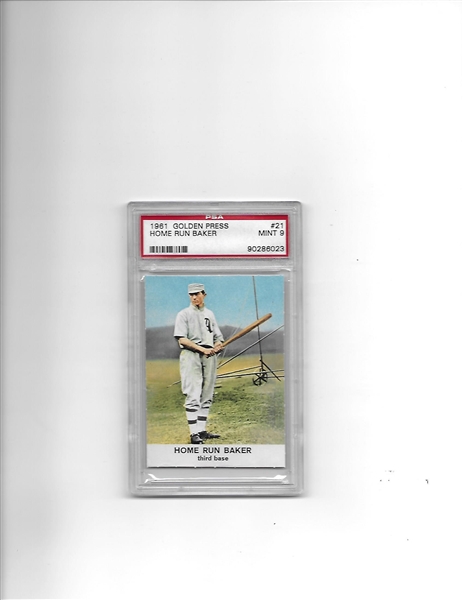 1961 Home Run Baker Golden Press baseball card #21 PSA 9 Mint No Qualifiers SMR=$50