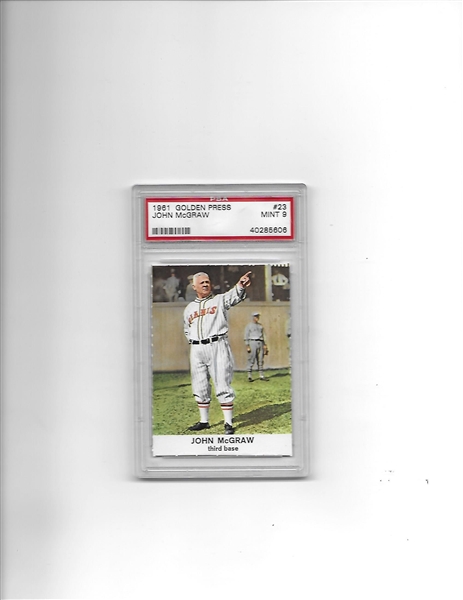 1961 John McGraw Golden Press baseball card #23 PSA 9 Mint No Qualifiers SMR=$50