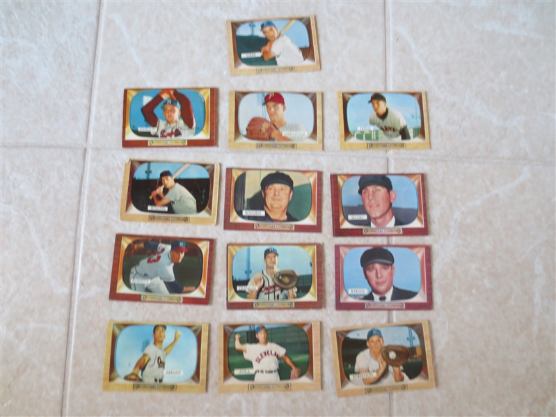 (13) different 1955 Bowman Baseball cards including umpires