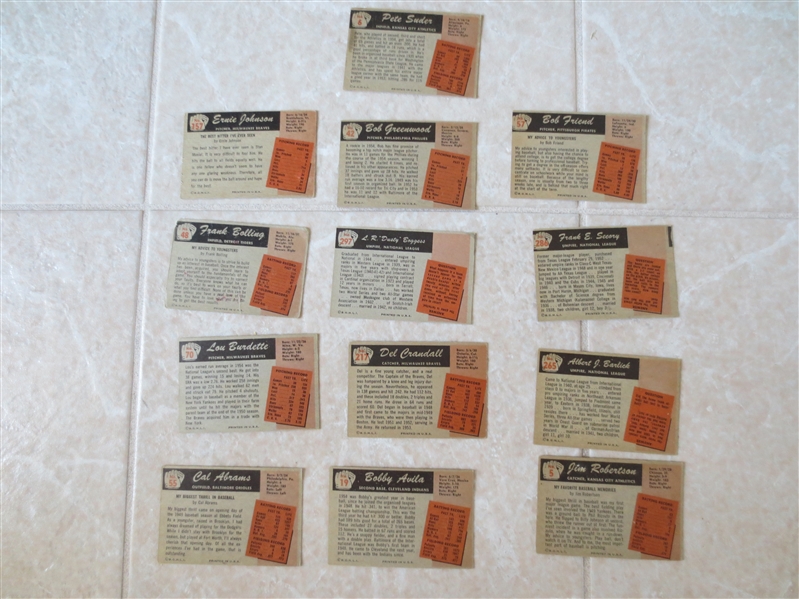 (13) different 1955 Bowman Baseball cards including umpires