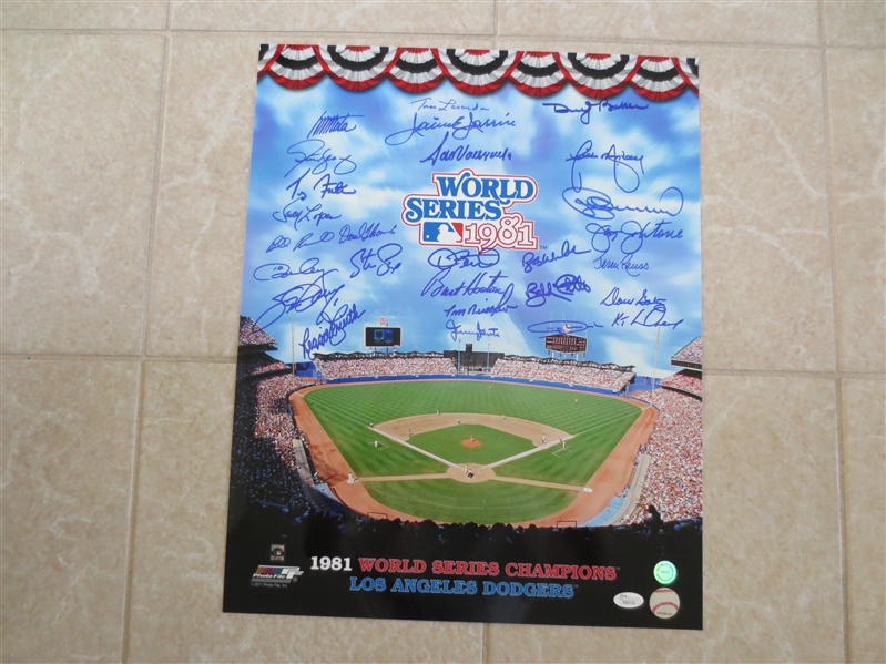 Autographed 1981 World Series Champion LA Dodgers Color Photograph 16x20 27 signatures