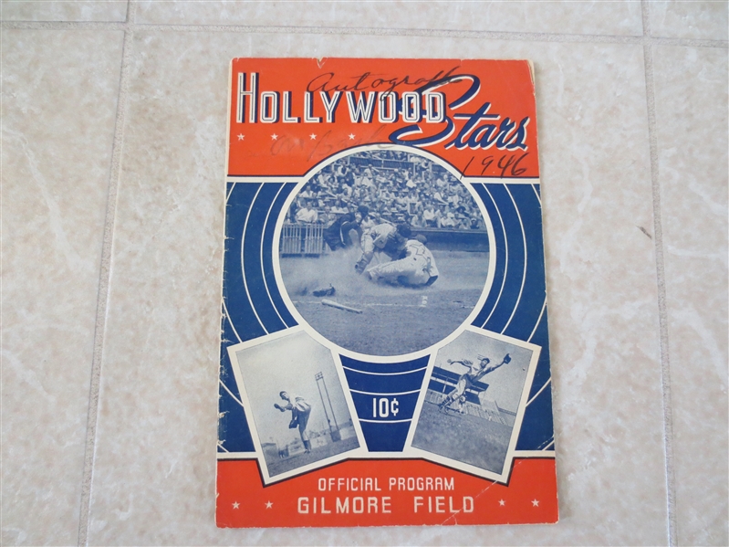 Autographed 1946 Hollywood Stars home baseball program vs. San Francisco Seals