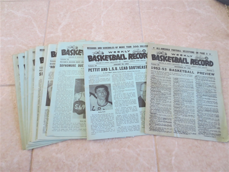 1931 10th Annual Basket Ball Championship Program + (14) issues 1952-53 Weekly Basketball Record