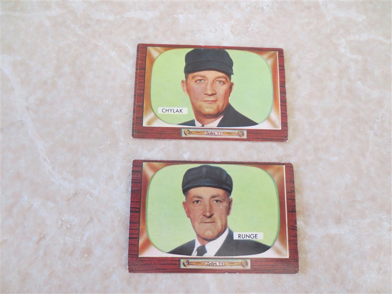 (3) 1955 Bowman baseball Umpire cards:  Barlick, Chylak, Runge