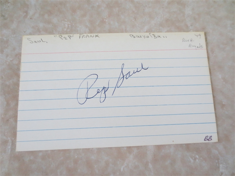 Autographed Pep Saul  3 x 5 card  Rochester Royals, Baltimore Bullets, Minneapolis Lakers