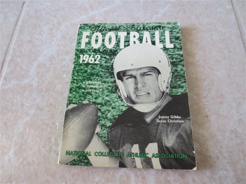 1962 Official Collegiate Football Record Book Sammy Gibbs TCU cover  Merlin Olsen