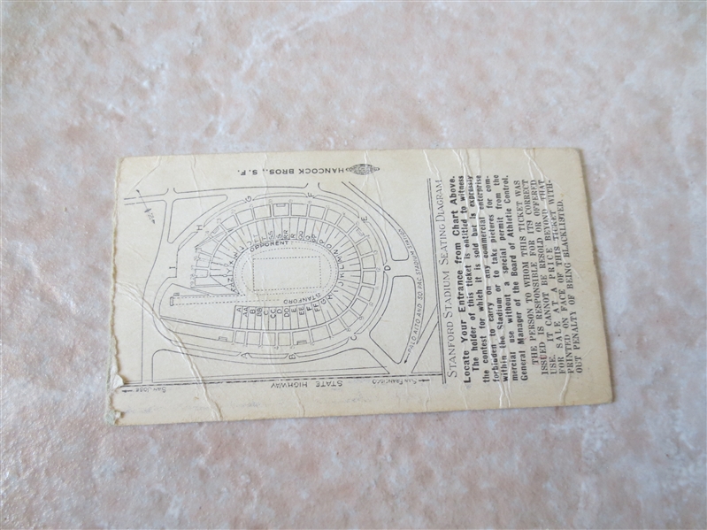 1937 Stanford vs. CAL football ticket  THE BIG GAME