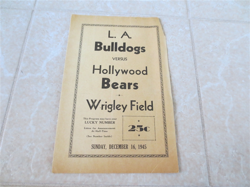 1945 L.A. Bulldogs vs. Hollywood Bears football program at Wrigley Field  Kenny Washington