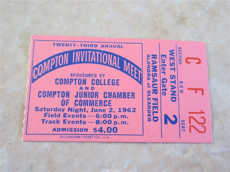 1962 Compton Invitational Track Meet ticket