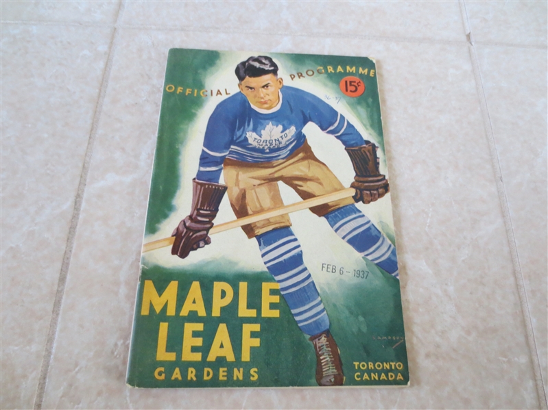 1937 Toronto Maple Leaf Hockey program  RARE