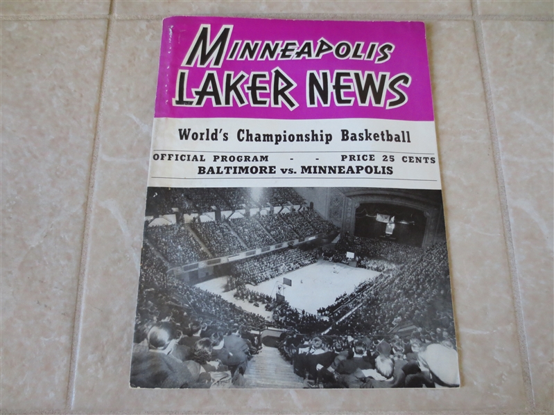 1948-49 BAA Pro Basketball Program Baltimore Bullets at Minneapolis Lakers George Mikan