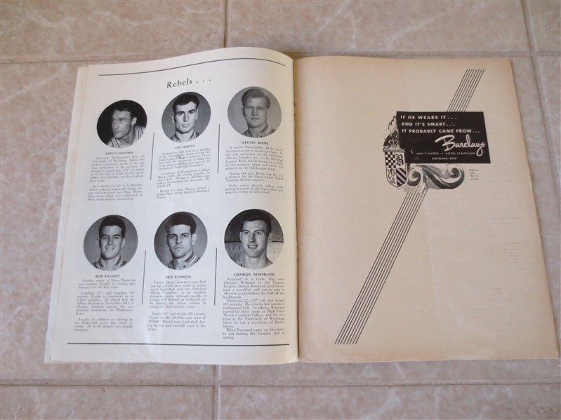 1946-47 Providence Steamrollers at Cleveland Rebels BAA Pro Basketball program + NY Rens