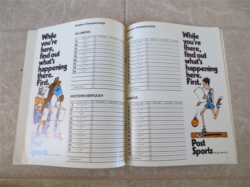 1971 NCAA Basketball Championship Program UCLA, Villanova, Western Kentucky, Kansas