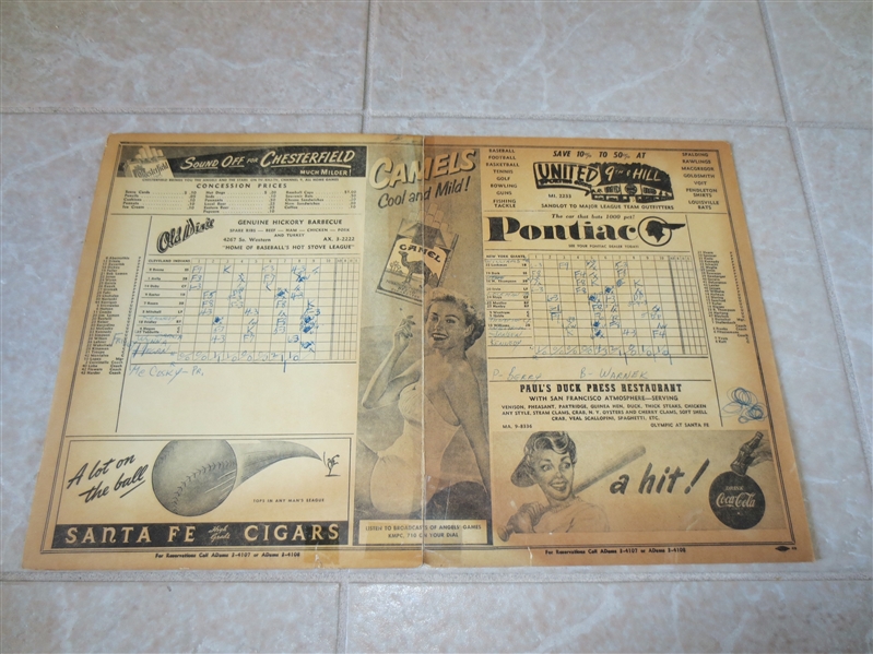 1951 Willie Mays 1st Major League Scorecard Exhibition Game
