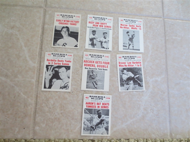 (7) 1961 Nu-Card Baseball Scoops #402, 408, 433, 435, 462, 471, 476