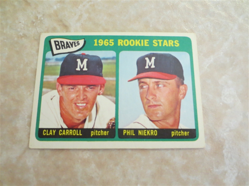 (2) 1965 Topps baseball rookie cards Jim Hunter & Phil Niekro