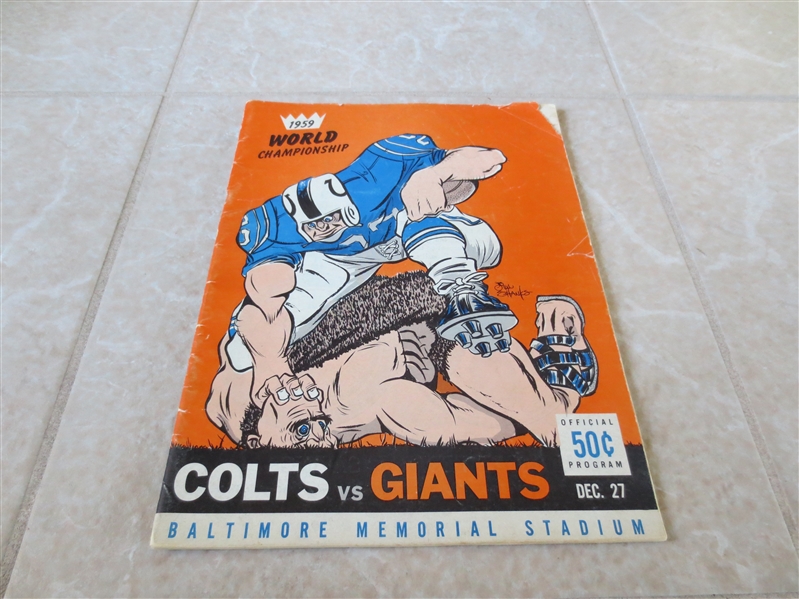 1959 NFL Championship Program Giants at Colts