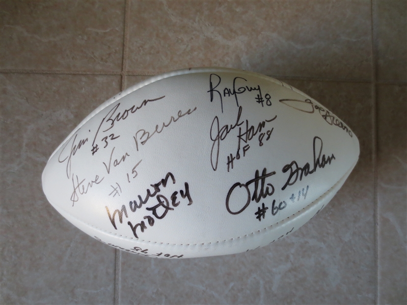 Autographed Official Wilson football with 20 sigs including Jim Brown, Graham, Unitas, Motley +