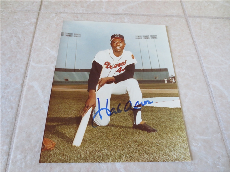 Hank Aaron Autographed color 8 x 10 photo