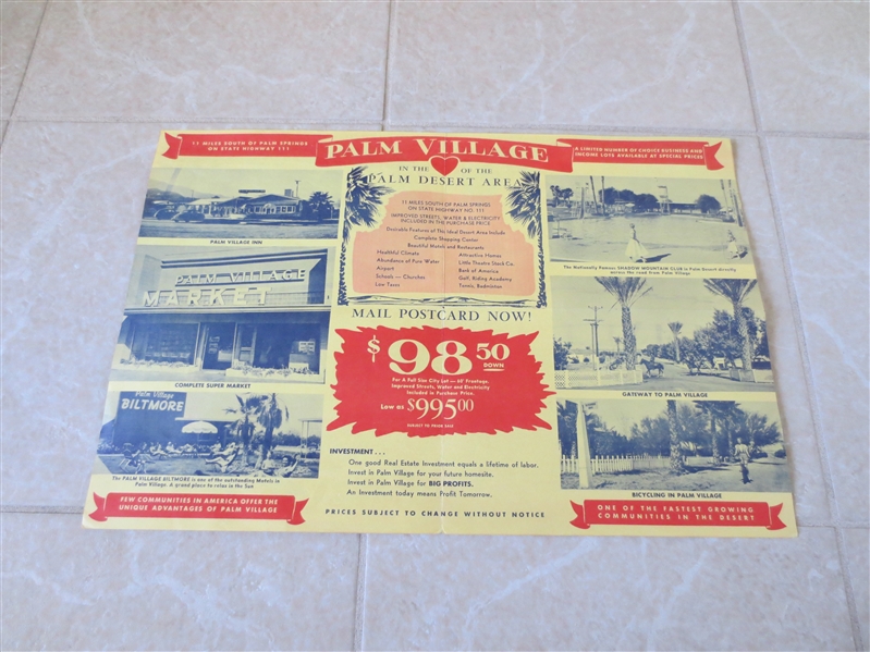 1950's Palm Desert, CA flier/advertisement  One City Lot for $995