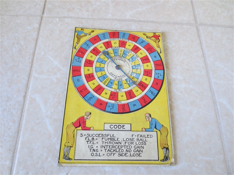 Circa 1910-20 Football Board Game with spinner  Great Graphics!