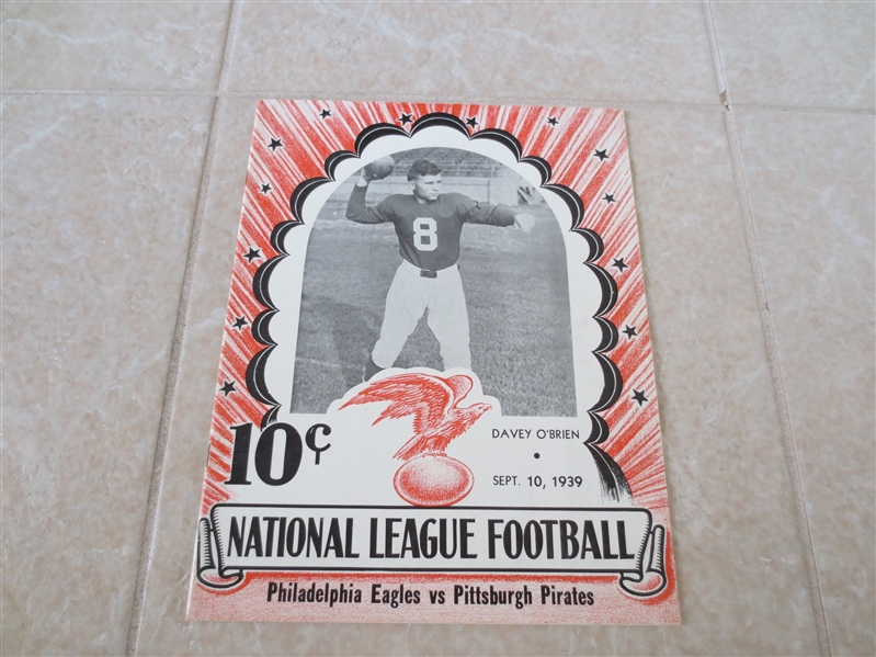1938 Philadelphia Eagles football program vs. Pittsburgh Pirates Davey O'Brien cover