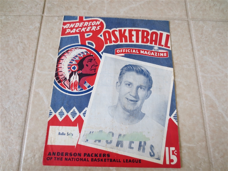 1946-47 NBL Pro Basketball program Sheboygan Redskins at Anderson Packers RARE!