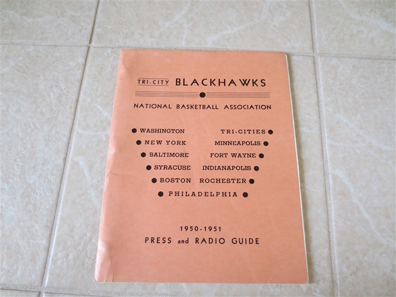 1950-51 Tri-City Blackhawks NBA Media Guide  WOW!