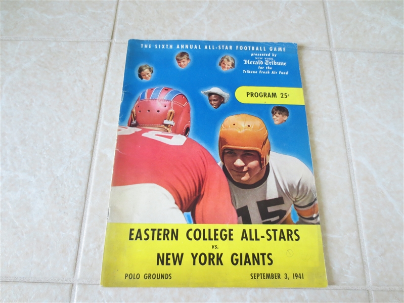 1941 6th Annual Herald Tribune All Star Game football program NY Giants vs. All Stars