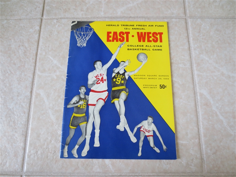 1958 East West College All Star Basketball Program Jack Molinas, Connie Dierking, 