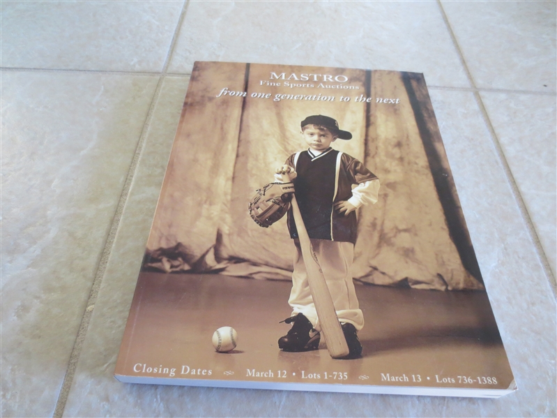 March 1998 Mastro Fine Sports Auctions Catalog  From one generation to the next